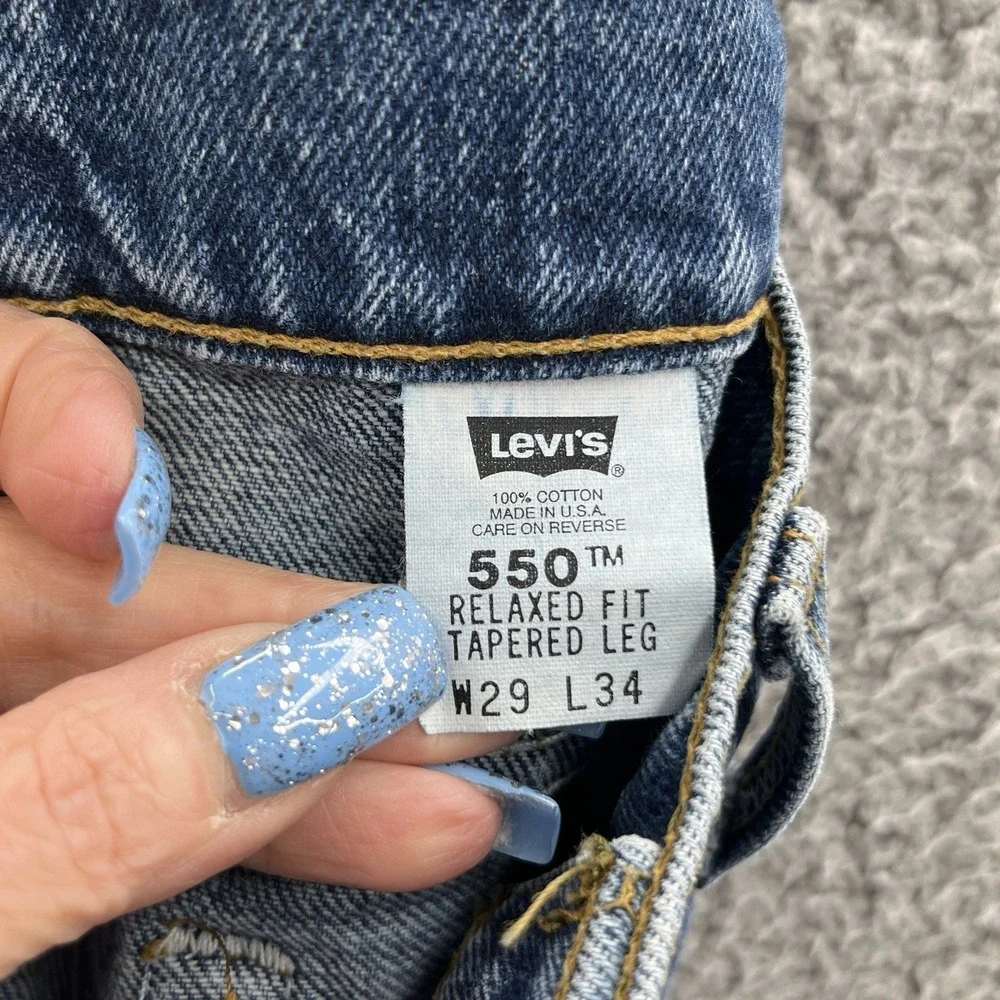 VTG 90s Levis 550 Jeans Mens Measures 28X33 Blue Relaxed Taper‎ USA Denim